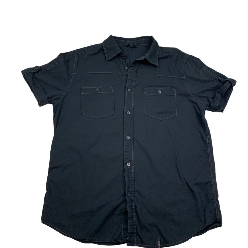 Straight Faded 100% Cotton Short Sleeve Button Down Shirt Men's Size Large